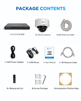 Sistem Kamera Keamanan IP 12MP dengan NVR 16CH HDD 4TB, 8x Kamera Dome PoE 12MP IK10 IP67 Outdoor Deteksi Wajah CCTV Pengawasan