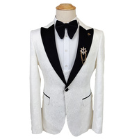 Actual Party blanc Slim Fit un bouton cranté deux fentes affaires (veste + gilet + pantalon) hommes costumes de mariage MSKR65