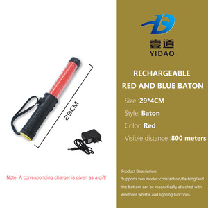 Bastone Luminoso di Segnalazione Stradale Portatile Ricaricabile di Alta Qualità 30cm in ABS+PVC con LED Rosso Lampeggiante per Sicurezza e Avvertimento - Product Image 1
