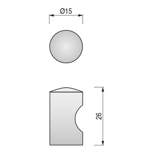 Manopola cilindrica. Acciaio inossidabile 304. Fissaggio filettato assiale. Diametro 15mm. Acciaio inossidabile opaco. Altezza 26mm - Product Image 3