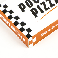 Boîte à emporter en papier blanc, noir et orange avec motif de chef de cuisine de dessin animé pour poulet frit, pizza, livraison de restaurant