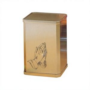 Urnas Cúbicas de Bronce Grabadas con Manos en Oración para Cenizas Humanas con Bolsa de Terciopelo Gratis - Product Image 1
