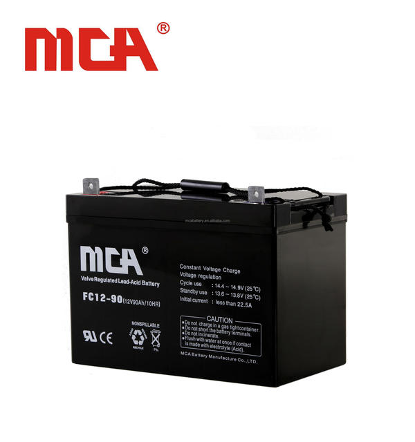 High Efficiency 12V 90Ah Sealed Lead Acid AGM Battery Maintenance-Free 1080Wh for Home Appliances UPS Power Tools & Boats