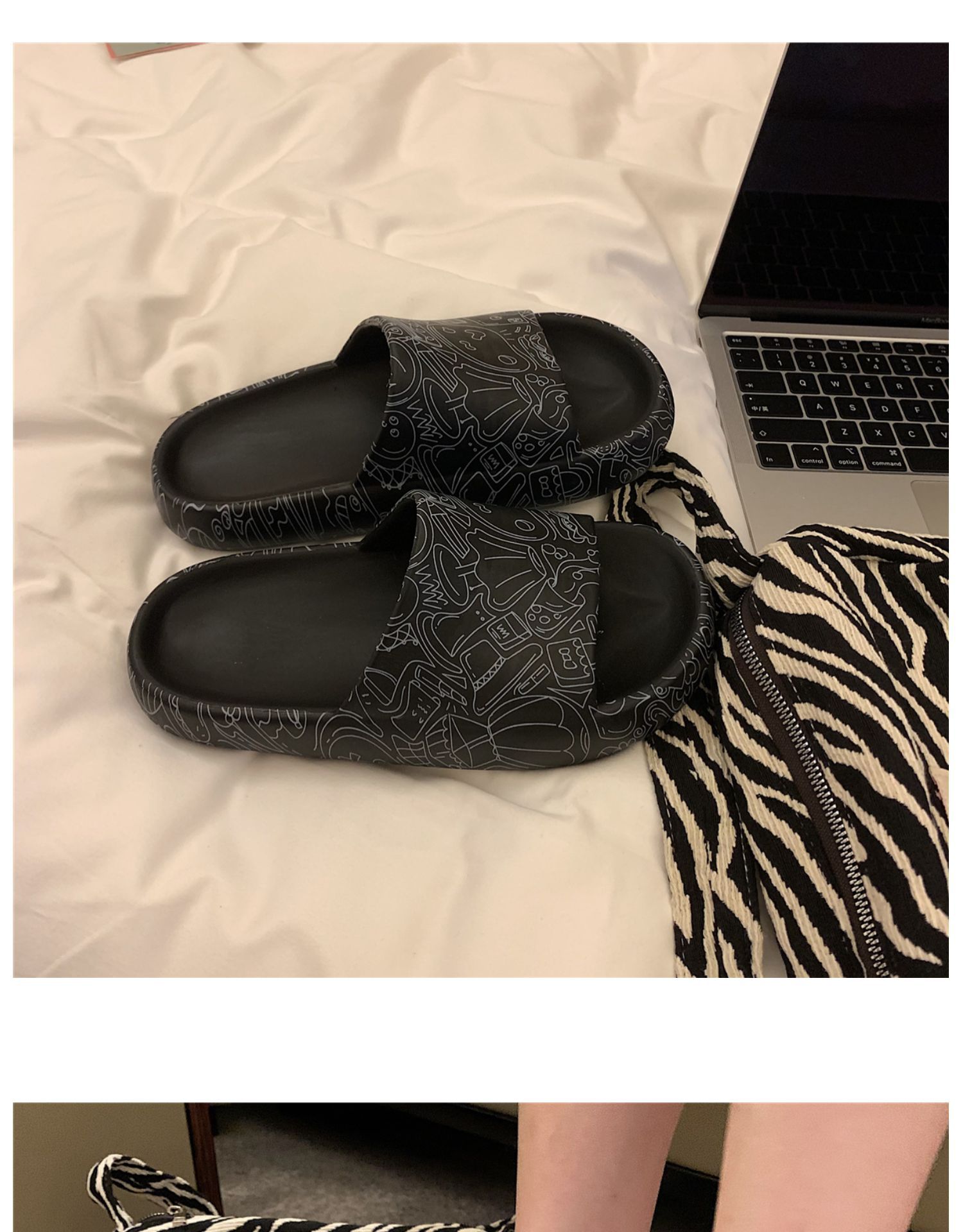 Thick Bottom Graffiti Korean EVA Slides Slippers Fashion Women Summer Home Slippers