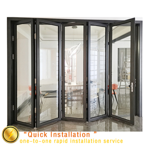Véranda insonorisée accordéon portes coulissantes pliables à deux volets en Aluminium porte extérieure pliante en verre - Product Image 2