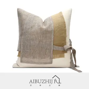 AIBUZHIJIA 2022 New Arrival Poloere Polyester Pillow Case 18 * 18 Inch Oriental Design Cushion Cover with Butterfly Knot