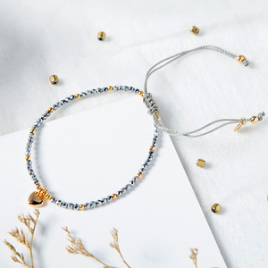 Moda 2mm <span class=keywords><strong>hematita</strong></span> piedra ajustable trenza cuerda pulsera para las mujeres y las niñas - Product Image 5