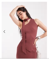 Ensembles de mode pour femmes 2026 en tricot côtelé, asymétriques, de créateur, avec écharpe personnalisée