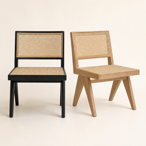 Silla <span class=keywords><strong>de</strong></span> Comedor <span class=keywords><strong>de</strong></span> Madera Maciza con Ratán, Estilo Moderno <span class=keywords><strong>de</strong></span> Mediados <span class=keywords><strong>de</strong></span> Siglo, Chandigarh, Patas en V Invertidas, Sin Brazos, Silla <span class=keywords><strong>de</strong></span> Acento para Restaurante - Product Image 1