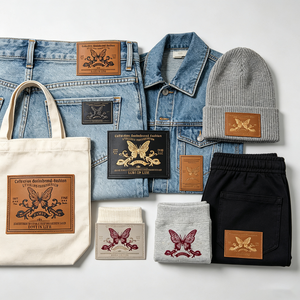 Etichetta in Pelle PU con Stampa Vintage a Farfalla, Patch in Pelle Rettangolare Retrò da Cucire per Jeans, Giacche e Abbigliamento Streetwear - Product Image 2