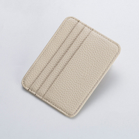 Dompet Kartu ID Kulit PU Imitasi Logo Kustom Buatan Tangan Mewah MOQ Rendah, Tempat Kartu Tipis, Penutup Kartu Kredit