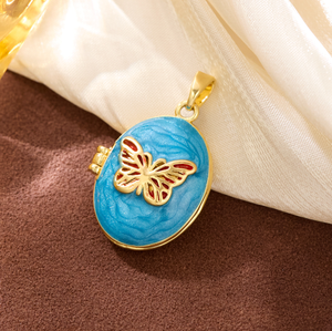 Colgante Infantil <span class=keywords><strong>Holan</strong></span> con Forma de Gota de Color con Mariposa y Circonita, Accesorio de Burbuja de Latón Esmaltado Amarillo Abrible - Product Image 6