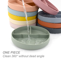Assiette ronde en silicone pour bébé à 3 compartiments, sans bol, sans BPA, assiette souple pour tout-petits, design simple, facile à transporter
