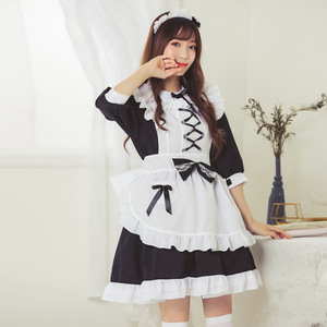 Traje de Sirvienta Estilo Japonés, Vestido Lolita Blanco y Negro, Disfraz de Alicia, Disfraz de Cosplay, Primavera 2025 - Product Image 2