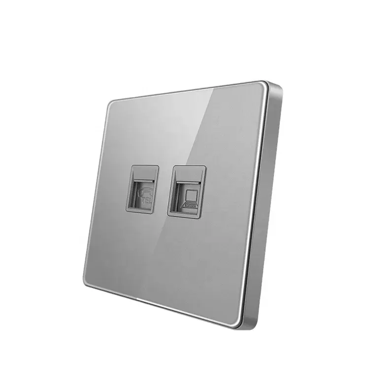 Sirode T1 Series British Standard Modern Grey Color Plaque de verre acrylique de luxe Tel et PC Prise murale électrique pour la maison