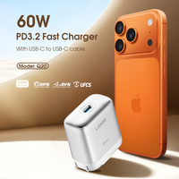Adaptador de Corriente LDNIO Q20 con Enchufe EU/UK/US, Directo de Fábrica, 60W 20V, PD 3.2, PPS, UFCS, Cargador de Viaje Global