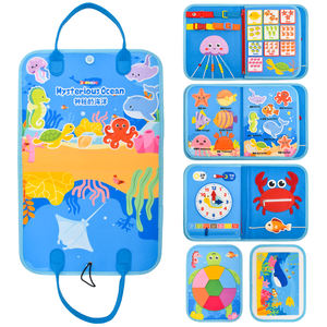 Tableau d'activités en feutre personnalisé pour enfants, thème animaux marins, pour l'apprentissage des compétences, des mathématiques, des formes, des couleurs et de l'horloge - Product Image 1