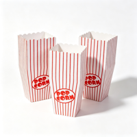 Boîtes à popcorn jetables rayées rouge et blanc, à bords festonnés, pour l'emballage de pop-corn de cinéma ou de fêtes