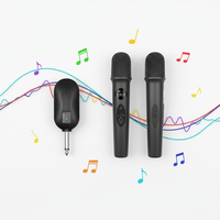 Nouvel Arrivage Microphone Condensateur 2-en-1 Echo Treble Bass Universel Portable Sans Fil UHF Rechargeable Cardioïde Anti-bruit Noir