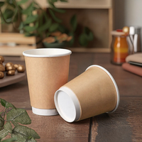 Gobelets jetables en papier kraft à double paroi King Garden avec couvercles, biodégradables, isolés, logo personnalisé imprimé, pour café, thé, boissons
