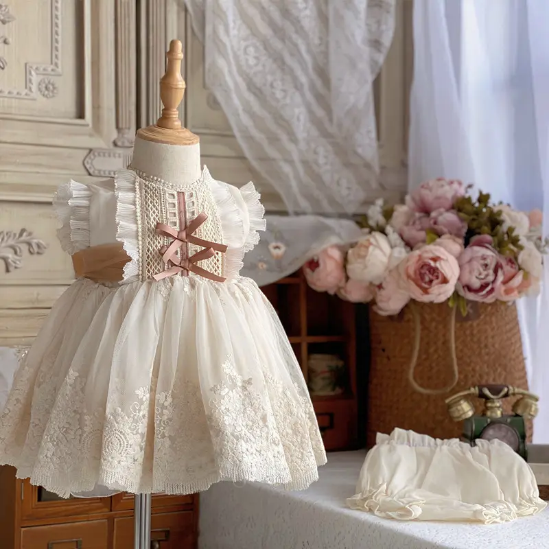 121148 summer vintage wedding toddler baby girls' spanish dresses for kids clothing Party wholesale children clothes
