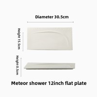 Assiette plate en céramique pour hôtel, motif soleil en relief, plat de service rectangulaire en porcelaine blanche pour steak, sushi et cuisine raffinée