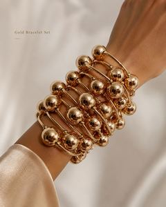 Nouvelle Arrivée Mode Vente en Gros Économique Bracelets Unisexe Élastiques Vintage en Alliage d'Or 18 carats avec Boules Punk et Jonc Massif pour Anniversaire US - Product Image 3