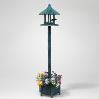 Mangeoire à oiseaux sur pied haut avec base de pot de fleurs, toit de gazebo, en plastique résistant aux intempéries, sur piédestal, écologique, résistant à la rouille, design antique, pour extérieur