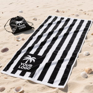 Usine Personnalisé Noir Blanc Rayé Conception Portable Super Doux <span class=keywords><strong>Anti</strong></span> Sable Rayé Serviette De Plage Coton - Product Image 3