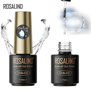 Rosalind wholesale oem custom logo private label uv/led top gel varnish soak-off gel polish diamond top coat for nail art beauty