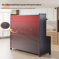 Meuble de rangement moderne en métal noir, armoire de cuisine, buffet autoportant avec panneau perforé pour salle à manger