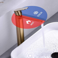 Robinet de lavabo Purorigin à capteur tactile, moderne, poli, en acier inoxydable, monocommande, avec cartouche céramique, pour salle de bain d'hôtel