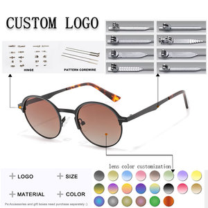 Gafas de Sol Redondas Unisex, Montura Metálica Completa, Lentes Verdes, Protección UV400, Estilo Retro, Casual, para Adultos - Product Image 2
