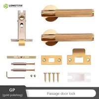 Serrure de porte intérieure en laiton sans clé pour chambre, ensemble de poignées de porte, serrure de salle de bain, serrure de passage
