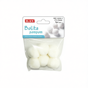 Pompon Ilan Bolita 3.0Cm Bianco per Decorazioni Artigianali e Progetti Fai-da-Te - Product Image 2