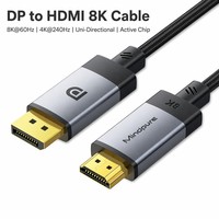 Câble actif Mindpure DisplayPort 1.4 vers HDMI 2.1, DP vers HDMI 8K 60Hz, puce CH7218, 32,4 Gbps, compatible avec NVIDIA RTX 4090 AMD RX