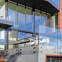 EKOO Garde-corps moderne pour balcon en verre trempé sans cadre avec support en acier inoxydable