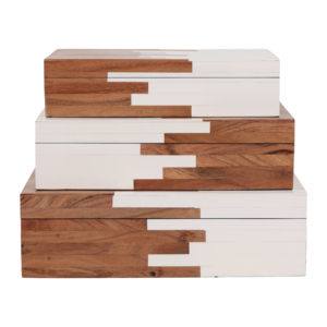 Set di Scatole Decorative Bicolore con Coperchio per Arredamento Casa, Organizzatore per Gioielli e Ricordi, Elegante Set di Contenitori - Product Image 2
