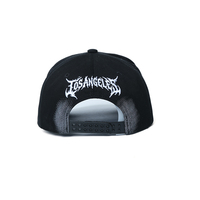 Gorra de béisbol de 5 paneles de algodón y gamuza personalizada al por mayor con estampado de cabra, pintura en aerosol, pedrería y hebilla ajustable de doble fila