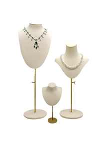 Soporte de exhibición de joyería de microfibra personalizado Jinsky busto de collar de Metal con joyería personalizada para accesorios - Product Image 3