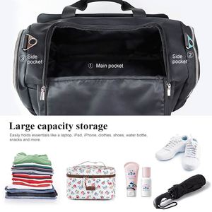 Free Sample Custom Logo Waterproof Adjustable Strap Weekend <b>Overnight</b> Gym Travel Duffel <b>Bag</b> With Shoe Compartments - Product Image 2
