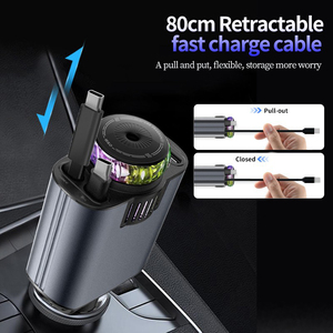 Nouveau chargeur de téléphone portable de voiture D1 120W A5 en 1 <span class=keywords><strong>d</strong></span>ésodorisant Starlight chargeur de voiture rétractable PD 30W chargeur de voiture rapide nuit étoilée - Product Image 4
