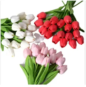 Decoración del hogar tulipán artificial PU Material sala de estar Interior Hotel decoración flores analógicas venta al por mayor Color personalizado