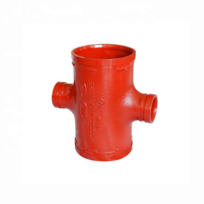 FM Ductile Cast Iron DI Grooved Reducing Cross for Fire Fighting