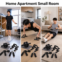 Kit de Gimnasio Compacto y Portátil para el Hogar con Rueda Abdominal, Cuerda para Saltar y Banda en Forma de Ocho, Set de Fitness para Interiores en Espacios Pequeños