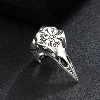 Vente chaude nordique rétro Style hommes à la mode oiseau crâne anneau Hip-Hop défense avec aigle mode Punk bijoux anneaux ouverts