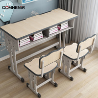 Ensemble de bureau et chaise réglables en métal robuste pour élèves de maternelle, idéal pour appartement, bureau à domicile et usage hospitalier