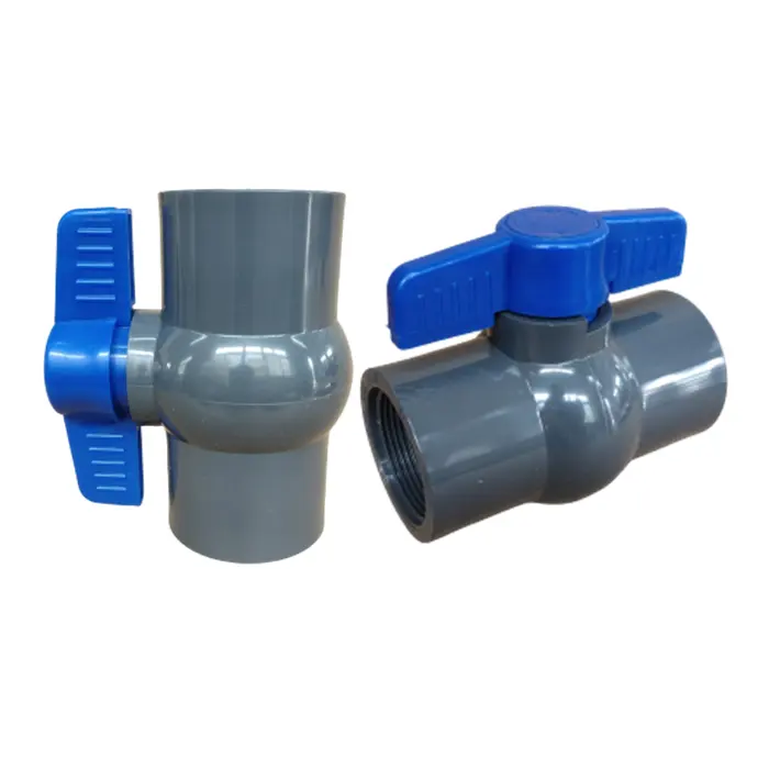 Toptan düşük fiyat plastik PVC küresel vana mavi kolu 1/2 "-4" kompakt sekizgen 2 yollu 2 adet küresel vana