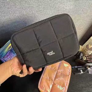 Waterproof Diamond-<b>Quilted</b> Cotton-Filled Cosmetic <b>Bag</b> Nylon Custom Embroidery <b>Makeup</b> Storage <b>Bags</b> for Travel Women Men Fashion - Product Image 4