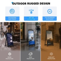 Affichage numérique mobile extérieur 4K UHD 32 pouces alimenté par batterie, 5000 nits, lisible en plein soleil, cadre en aluminium complet, panneau publicitaire